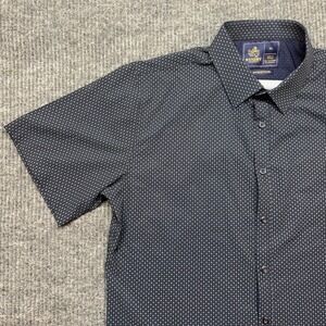 Rugby University XL Navy Geometric Print Stretch Shirt Casual Preppy Golf